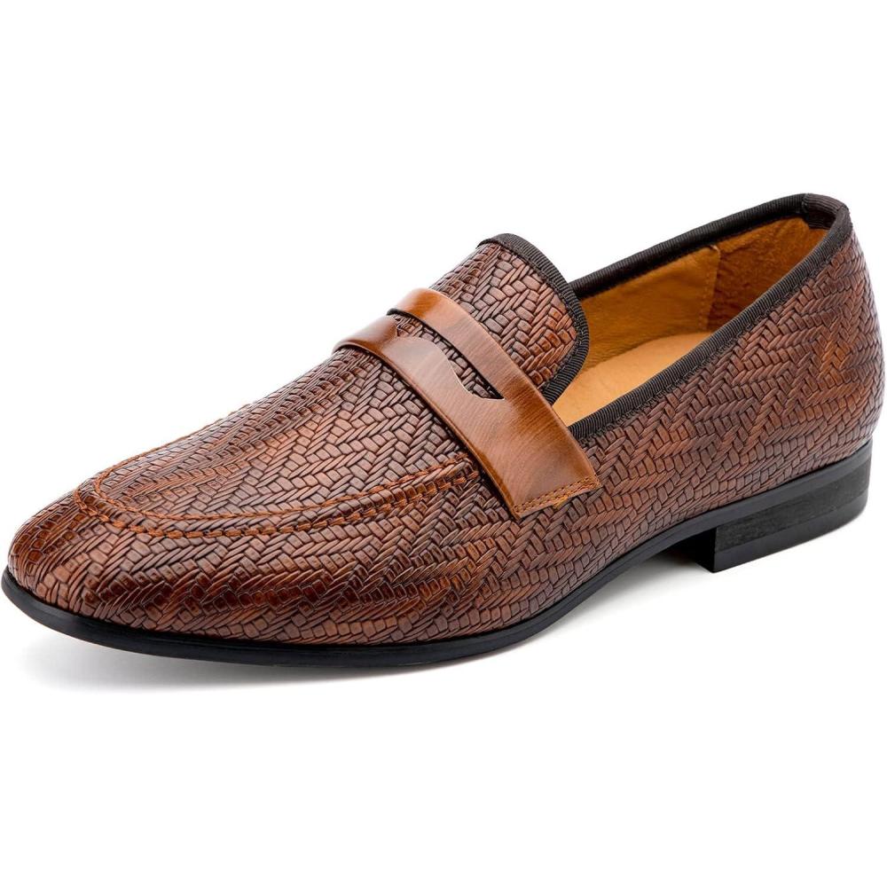 image:imageMeijiana Mens Velvet Loafers  Fashion Casual LowHeel Dress Shoes for Men with Rubber Sole amp Metal Buckle  Perfect Business amp Formal Attire Stylish Mens ShoesBrown04