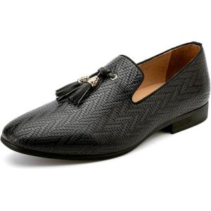 Meijiana Men’s Velvet Loafers – Fashion Casual Low-Heel Dress Shoes for Men with Rubber Sole & Metal Buckle – Perfect Business & Formal Attire, Stylish Mens Shoes(Black-06)