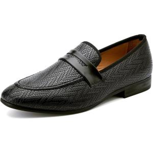 Meijiana Men’s Velvet Loafers – Fashion Casual Low-Heel Dress Shoes for Men with Rubber Sole & Metal Buckle – Perfect Business & Formal Attire, Stylish Mens Shoes(Black-03)