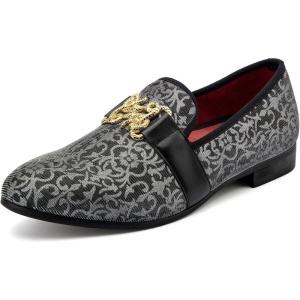 Meijiana Men’s Velvet Loafers – Fashion Casual Low-Heel Dress Shoes for Men with Rubber Sole & Metal Buckle – Perfect Business & Formal Attire, Stylish Mens Shoes(Black-01)