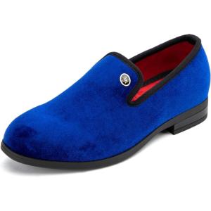 Meijiana Boys Dress Shoes – Velvet Casual Pull-On Low-Heels, Black Rubber All-Weather Formal Boys Shoes, Toddler Dress Shoes for Wedding & Party – Fashion Business Style(Blue-04)
